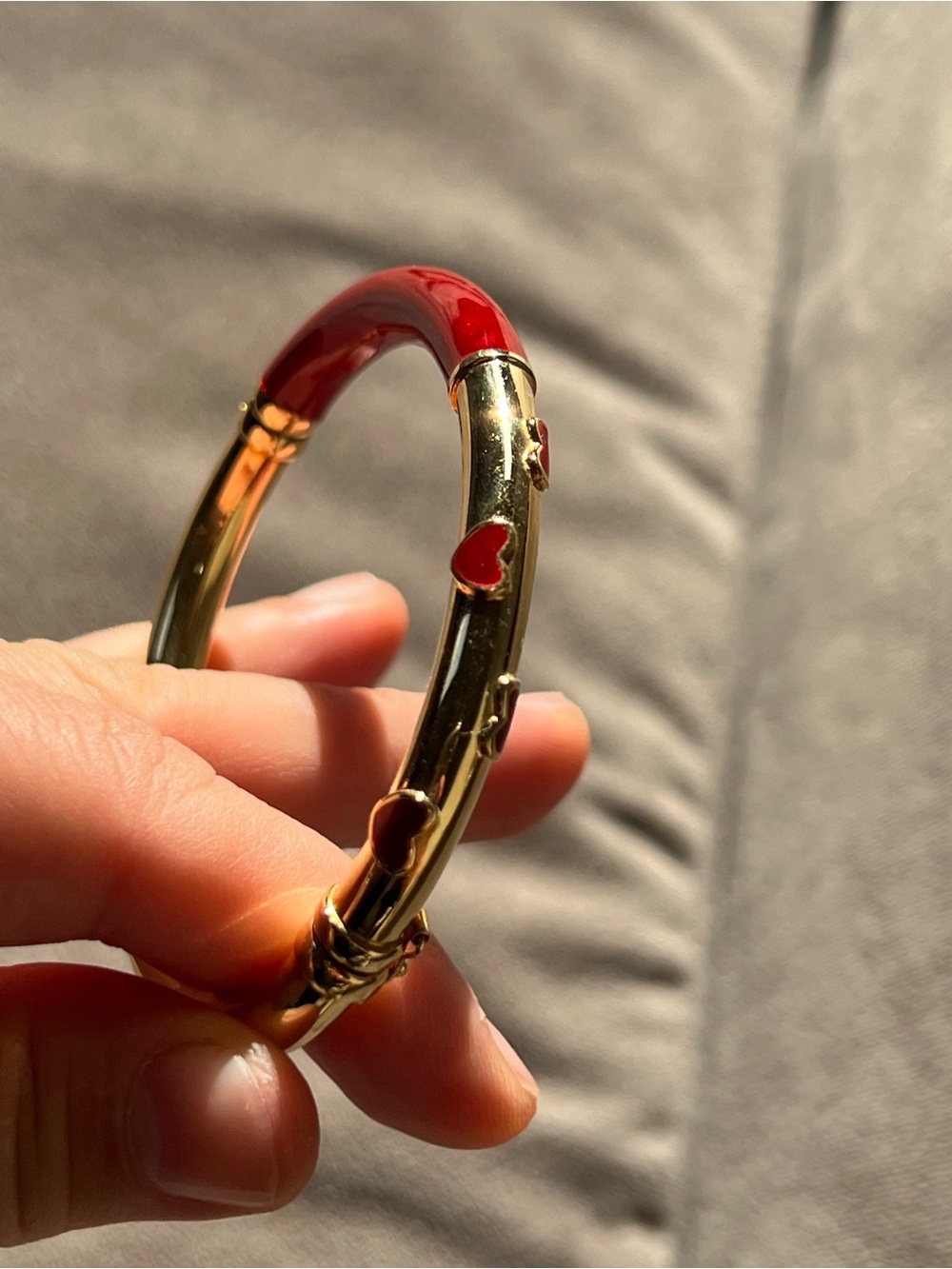 14k Gold and Red Heart Bangle Bracelet - Women's Jewelry - Picture 8 of 14